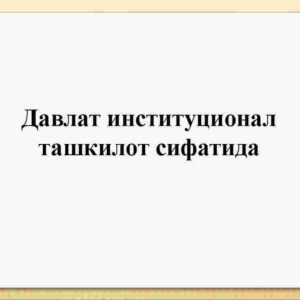 Davlat institutsional tashkilot sifatida