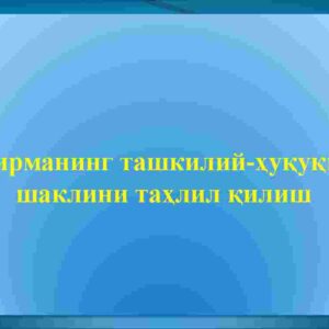 Firmaning tashkiliy-huquqiy shaklini tahlil qilish