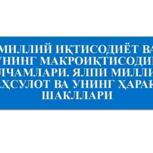 Milliy iqtisodiyot va uning makroiqtisodiy o’lchamlari. Yalpi milliy mahsulot va uning harakat shakllari