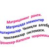 Matritsaning rangi. Matritsada elementar almashtirishlar. Chiziqli algebraik tenglamalar sistemasi. Kroneker-Kapelli teoremasi.