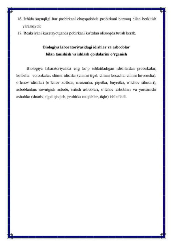 Biologiya tajriba xonasida ishlash havfsizlik texnikasi qoidalari - Image 2