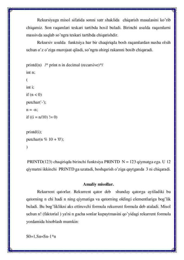 C++ dasturlash tilida rekursiv funksiyalar bilan ishlash texnalogiyasi - Image 4