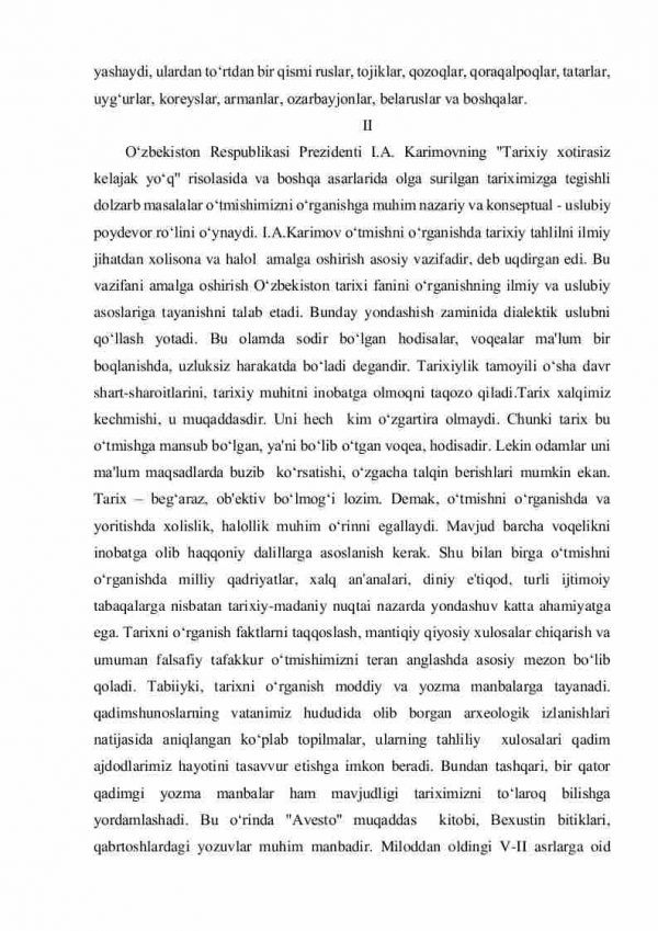 O'zbekiston tarixi fanining predmeti, uni o'rganishning nazariy – metodologik asoslari, manbalari va axamiyati. Markaziy Osiyo jahon sivilizatsiyasining ajralmas qismi - Image 3