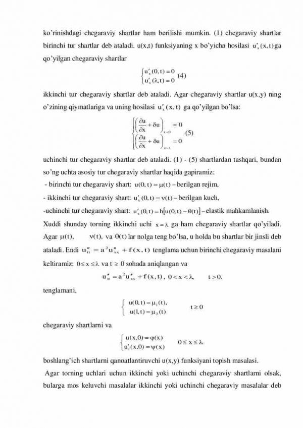 Asosiy masalalarning qо’yilishi: Кoshi masalasi, chegaraviy masalalar, aralash masalalar - Image 2