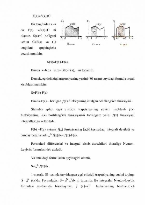 Egri chiziqli trapetsiyaning yuzi va integral - Image 2