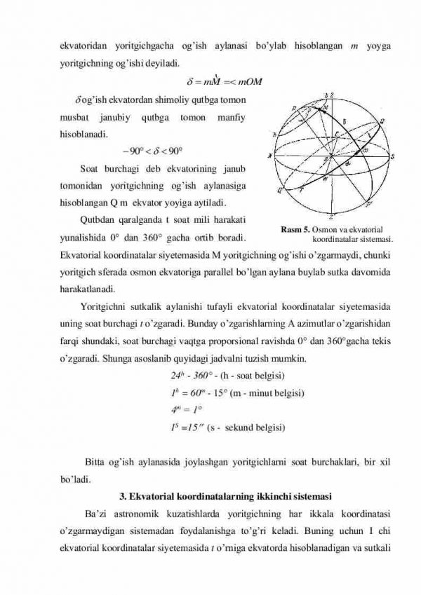 Gorizontal va ekvatorial koordinatalar sistemasi - Image 3