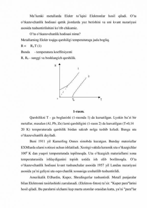 O'ta o'tkazuvchanlik hodisasi. Kristallarda energetik zonalar. Yarim o'tkazgichlarning xususiy o'tkazuvchanligi va aralashmali o'tkazuvchanligi - Image 2