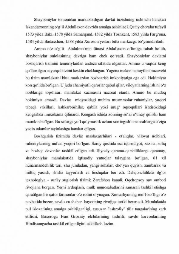 O'zbekiston hududlarining xonliklarga  bo'linib ketishi, uning sabablari va oqibatlari - Image 3