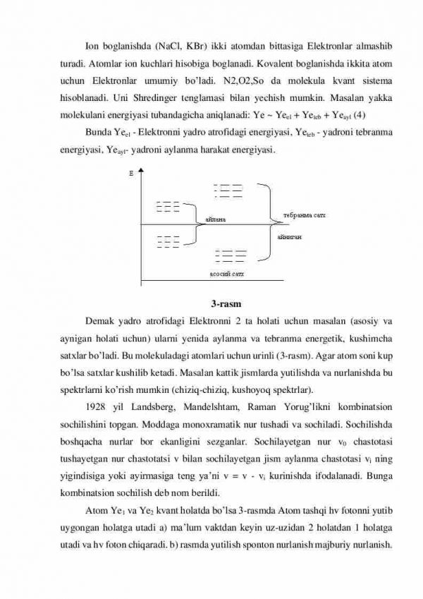 Rentgen spektrlari. Molekulalar va ularning energetik satxlari. Majburiy nurlanish. Lazerlar - Image 4