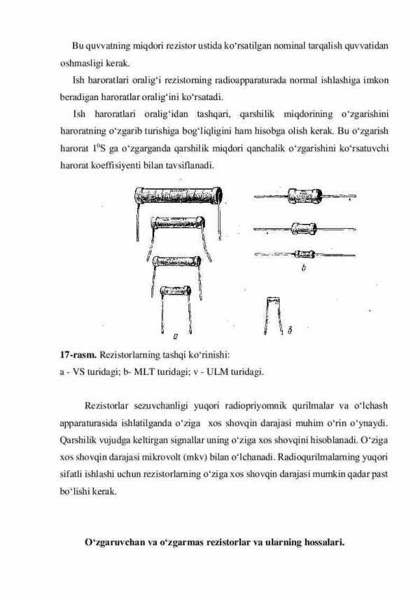 Rezistorlar va ularga qo'yiladigan asosiy talablar hamda ularning turlari - Image 4