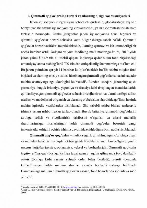 Nazariya: qimmatli qog'ozlarning iqtisodiy mohiyati va qimmatli qog'ozlar bozorining tartibga solinishi - Image 2