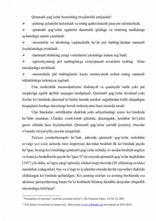 Nazariya: qimmatli qog'ozlarning iqtisodiy mohiyati va qimmatli qog'ozlar bozorining tartibga solinishi - Image 3