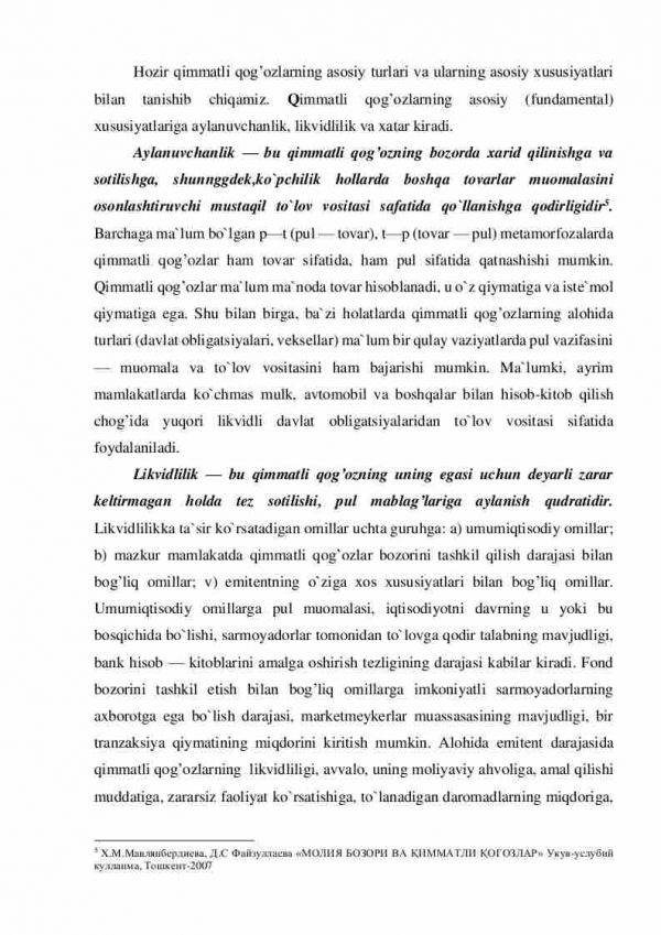 Nazariya: qimmatli qog'ozlarning iqtisodiy mohiyati va qimmatli qog'ozlar bozorining tartibga solinishi - Image 4