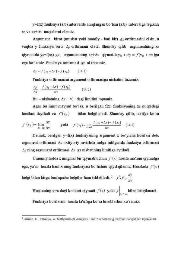 Funksiya hosilasi ta'rifi, uning geometrik va mexanik ma'nolari - Image 4