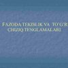 Fazoda tekislik va to'g'ri chiziq tenglamalari