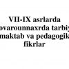 VII-IX asrlarda Movarounnaxrda tarbiya, maktab va pedagogik fikrlar