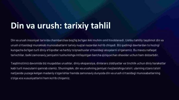 Din va urush: tarixiy tahlil