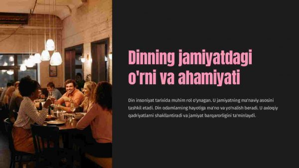 Dinning jamiyatdagi o'rni va ahamiyati