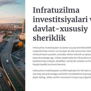 Infratuzilma investitsiyalari va davlat-xususiy sheriklik