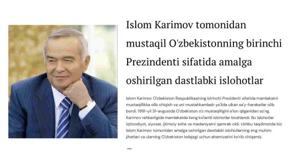 Islom Karimov  prezindent sifatida amalga oshirgan islohotlar