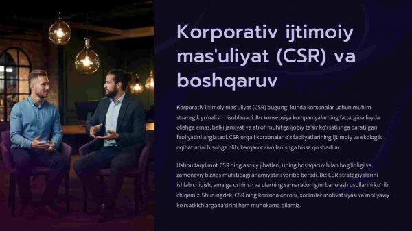 Korporativ ijtimoiy mas'uliyat (CSR) va boshqaruv