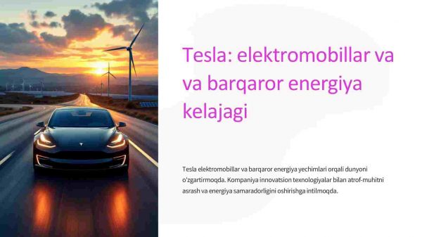 Tesla: elektromobillar va barqaror energiya kelajagi