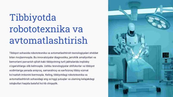 Tibbiyotda robototexnika va avtomatlashtirish