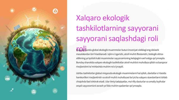 Xalqaro ekologik tashkilotlarning sayyorani saqlashdagi roli