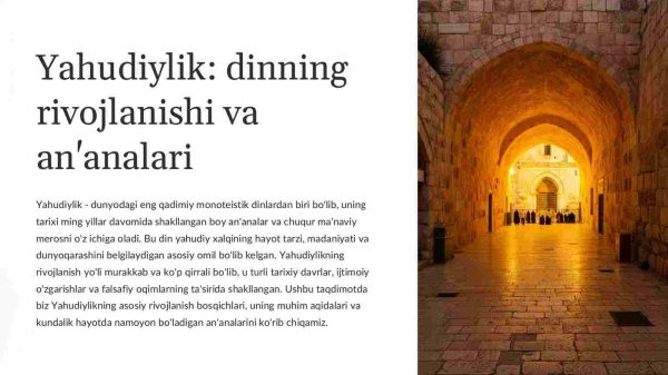 Yahudiylik: dinning rivojlanishi va an'analari