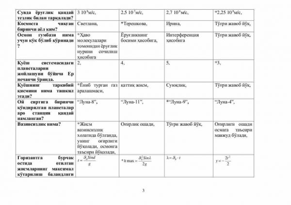 “Astranomiya” fanidan 3-kurs talabalari uchun testlar to'plami - Image 3