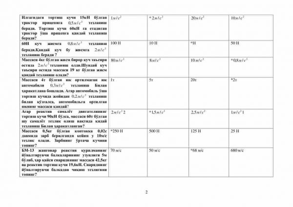 “Fizikadan masalalar yechish metodikasi”dan 4-kurs talabalari uchun testlar to'plami - Image 2