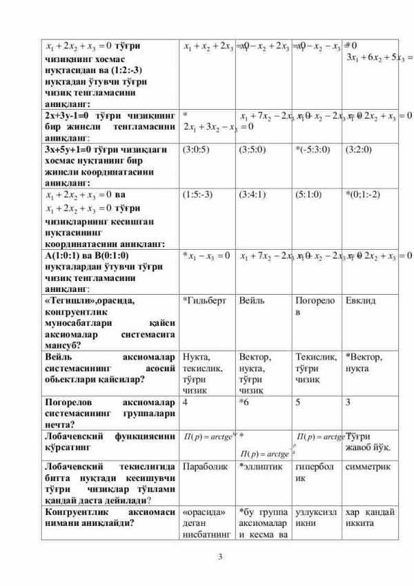 “Geometriya” fanidan 3-kurs talabalari uchun testlar to'plami - Image 3