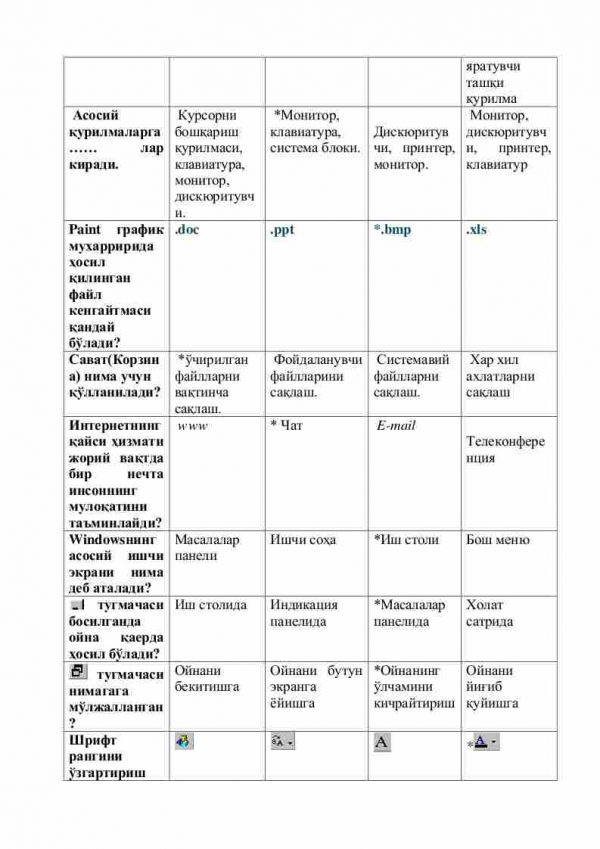 “Informatika” fanidan 3-kurs talabalari uchun testlar to'plami - Image 2