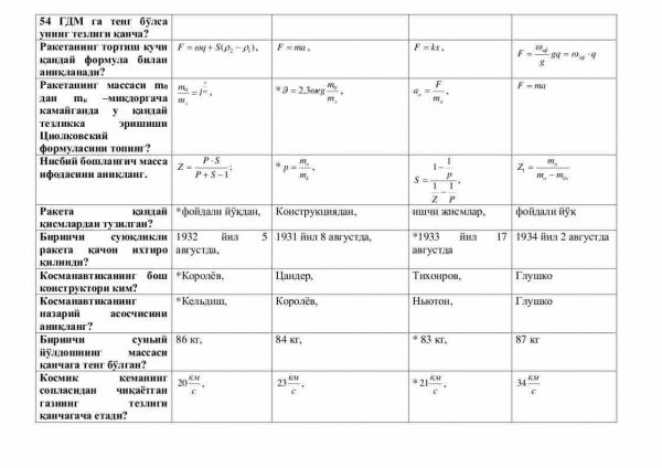 “Kosmanavtika asoslari” fanidan 3-kurs talabalari uchun testlar to'plami - Image 2