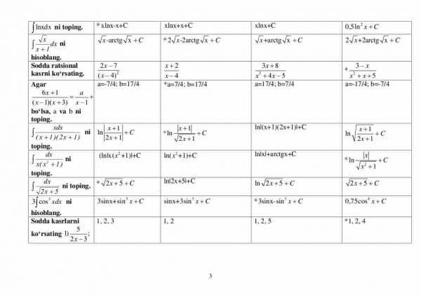 “Matematik tahlil” fanidan 3-kurs talabalari uchun testlar to'plami - Image 3