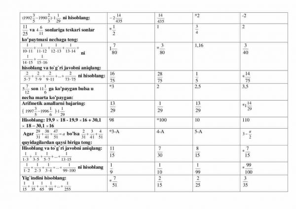 “Matematika” fanidan 2-kurs talabalari uchun testlar to'plami - Image 3