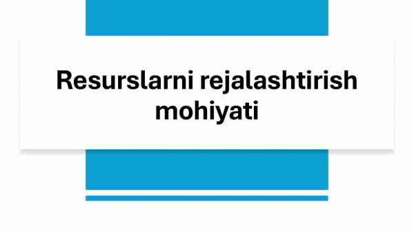 Resurslarni rejalashtirish mohiyati