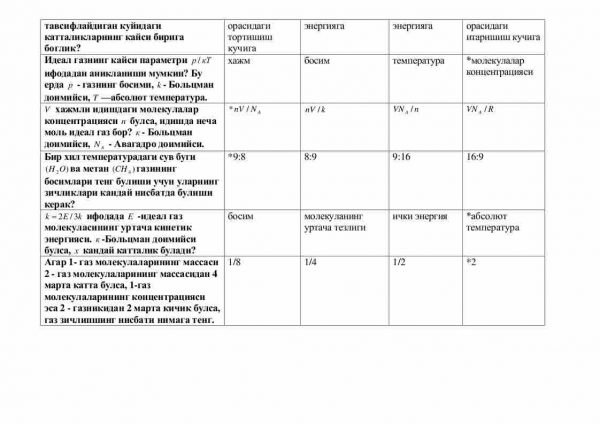 “Statistik fizika” fanidan 4-kurs talabalari uchun testlar to'plami - Image 3