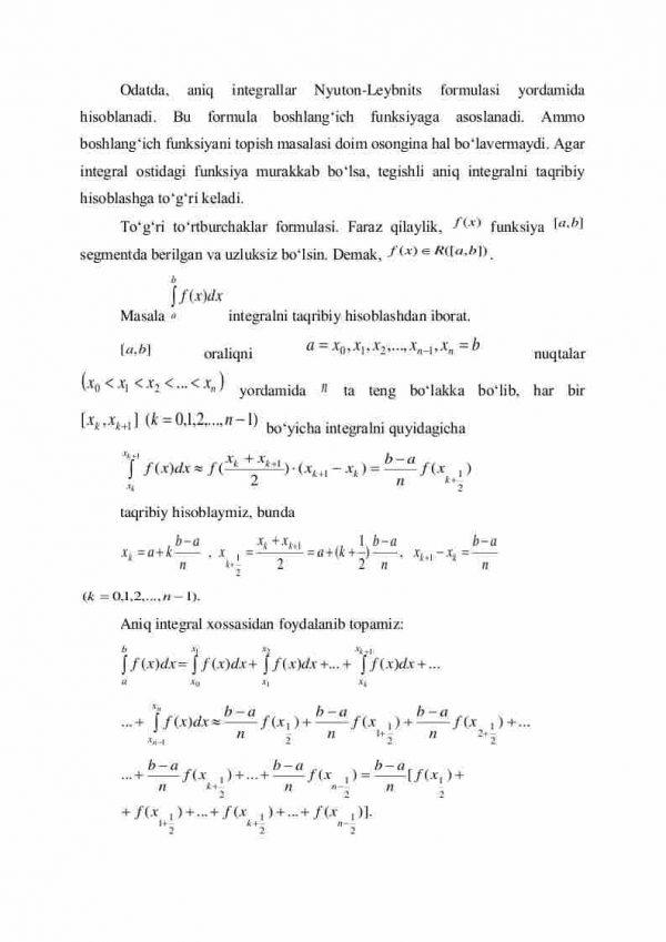 Aniq integralni taqribiy hisoblash - Image 2