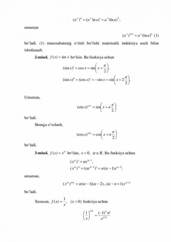 Funksiyaning yuqori tartibli hosila va differensiallari - Image 3