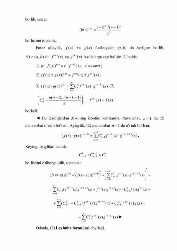 Funksiyaning yuqori tartibli hosila va differensiallari - Image 4