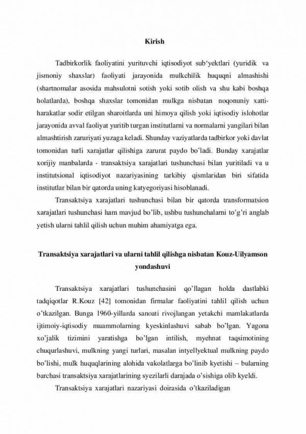 Transaksiya va transformatsion xarajatlari hamda ularni tahlil qilishga nisbatan yondashuvlar - Image 2