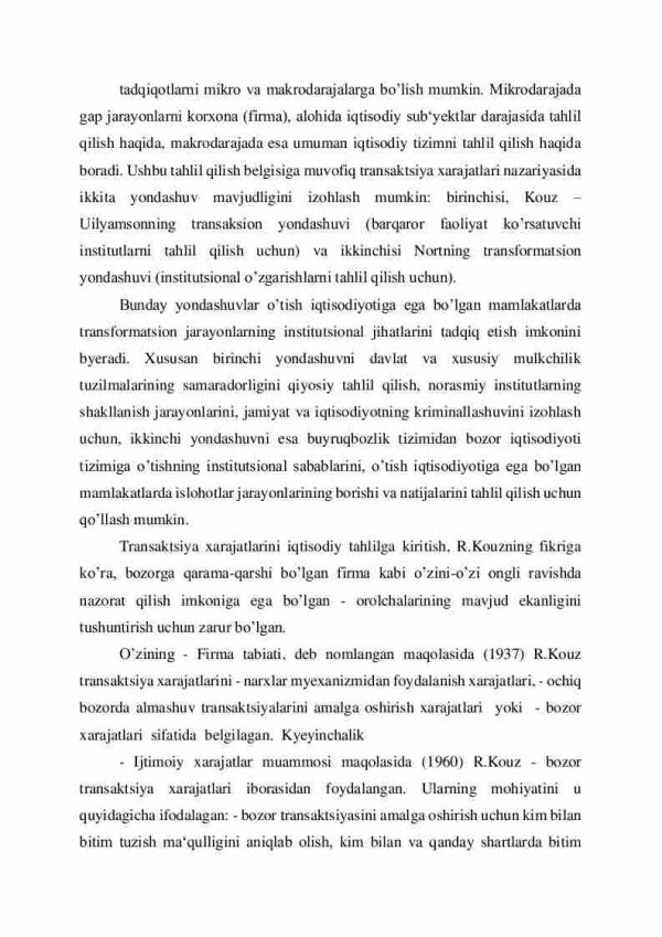 Transaksiya va transformatsion xarajatlari hamda ularni tahlil qilishga nisbatan yondashuvlar - Image 3