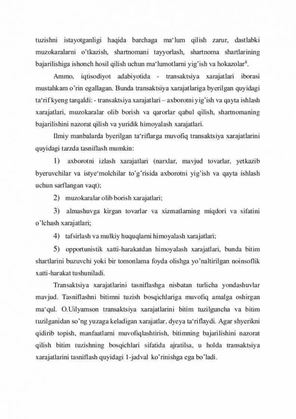 Transaksiya va transformatsion xarajatlari hamda ularni tahlil qilishga nisbatan yondashuvlar - Image 4