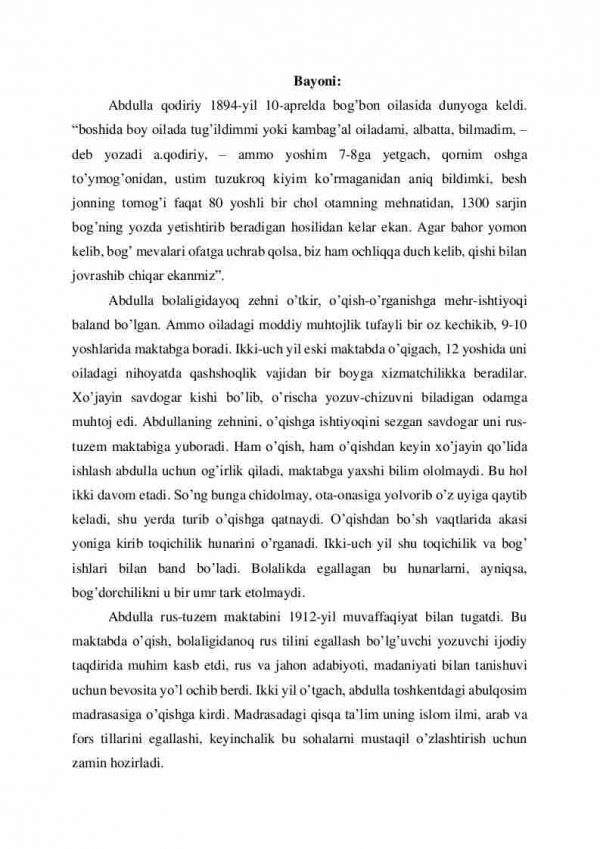 Abdulla qodiriyning hayoti va ijodi. - Image 2