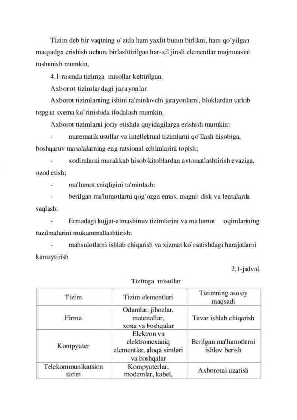 Axborot tizimlarining tuzilishi va turkumlanishi - Image 2