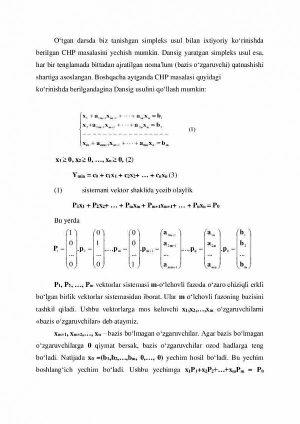 Chiziqli dasturlash masalasini yechish uchun simpleks usul - Image 2