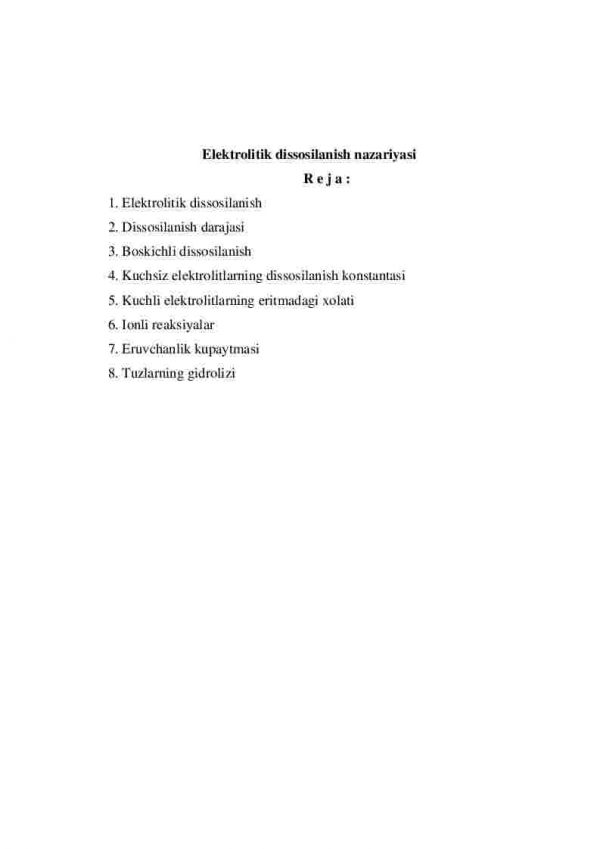 Elektrolitik dissosilanish nazariyasi