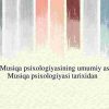 Musiqa psixologiyasining umumiy asoslari. Musiqa psixologiyasi tarixidan