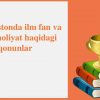 O'zbekistonda ilm fan va ilmiy faoliyat haqidagi qonunlar